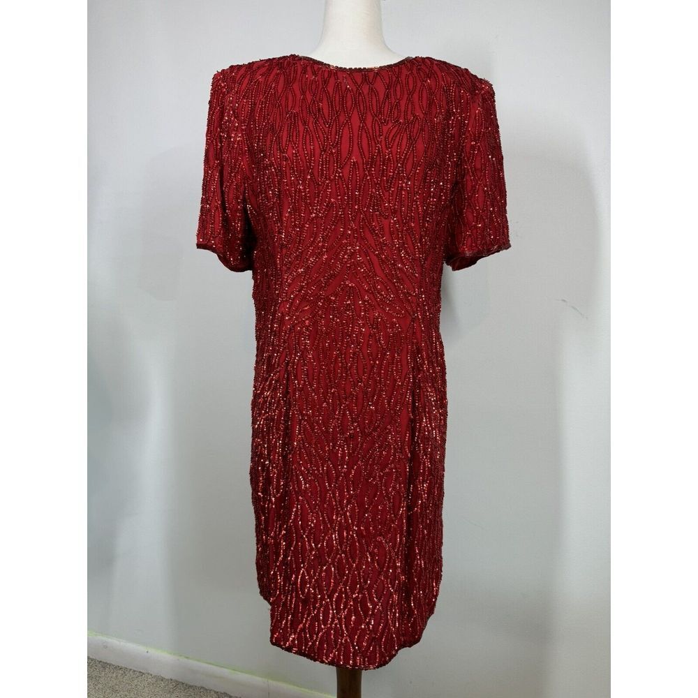 Vintage Stenay Red All Over Sequin Sheath‎ Cocktail Dress Size XL  Lightweight